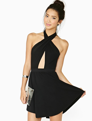 Captivating Crossed Halter Neck Dress with Backless
